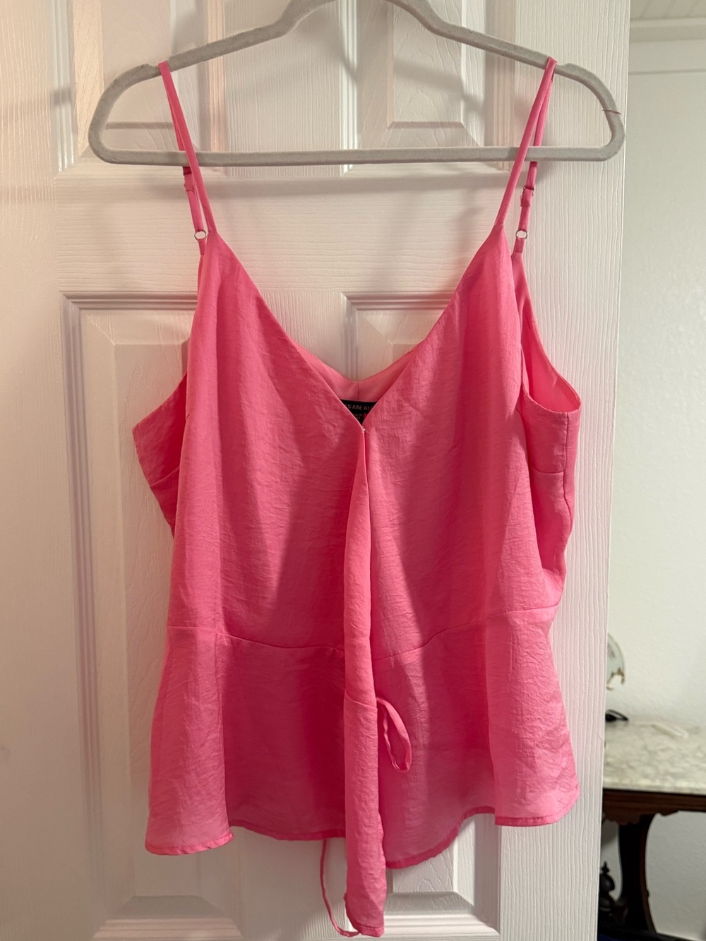 Skies Are Blue Bright Pink Spaghetti-Strap Peplum Camisole